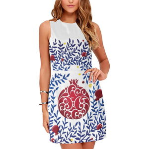 Pomegranate- Blue Sleeveless Midi Dress