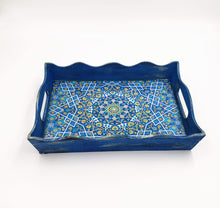 Load image into Gallery viewer, OMID- Royal Blue Pine Wood Rectangle Serving Tray
