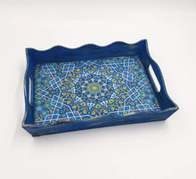 Load image into Gallery viewer, OMID- Royal Blue Pine Wood Rectangle Serving Tray
