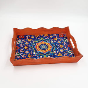 TARA- Orange Pine Wood Rectangle Serving Tray-Medium