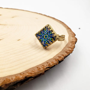 NEGIN- Brass Adjustable 12mm Persian pattern Ring