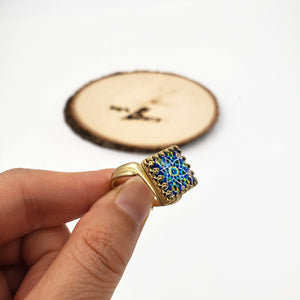 NEGIN- Brass Adjustable 12mm Persian pattern Ring