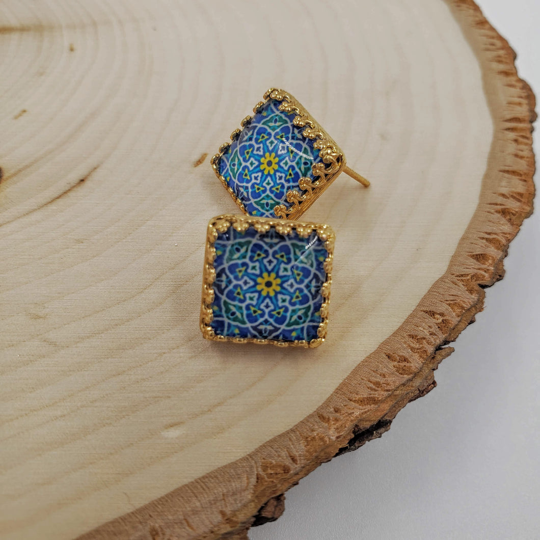 JANAN- Gold plated 12mm Persian Stud Earrings