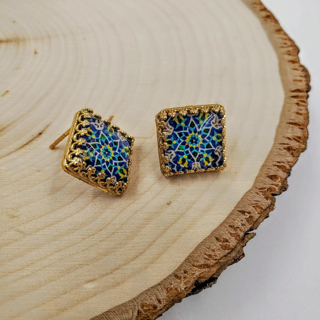 NEGIN- Gold plated 12mm Persian Stud Earrings