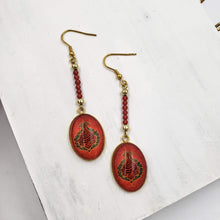 Load image into Gallery viewer, BARSIN- Gold Plated Teardrop Persian Carnelian Beads Dangle Earrings
