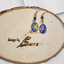 Load image into Gallery viewer, AKRAM - Stainless Steel Persian Lapis Lazuli yellow Chalcedony Gemstone Dangle Earrings
