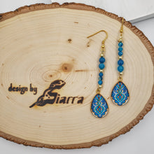 Load image into Gallery viewer, NEDA-  Gold Plated Teardrop Persian Blue Apatite Beads Dangle Earrings
