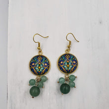 Load image into Gallery viewer, AFAGH - Gold plated Teardrop Persian Green Agate Gemstone Dangle Earrings Necklace set
