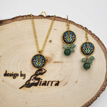 Load image into Gallery viewer, AFAGH - Gold plated Teardrop Persian Green Agate Gemstone Dangle Earrings Necklace set
