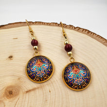 Load image into Gallery viewer, Shoomeh - Gold plated Round Persian Red Quartz Gemstone Dangle Earrings Necklace set
