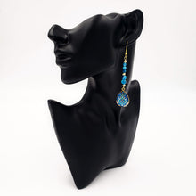 Load image into Gallery viewer, NEDA-  Gold Plated Teardrop Persian Blue Apatite Beads Dangle Earrings
