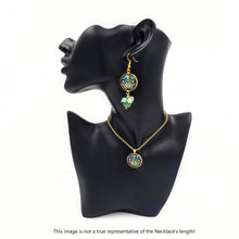 Load image into Gallery viewer, AFAGH - Gold plated Teardrop Persian Green Agate Gemstone Dangle Earrings Necklace set
