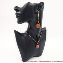 Load image into Gallery viewer, YARA- Gold plated Teardrop Persian Dangle Earrings Necklace Black Obsidian Gemstone set
