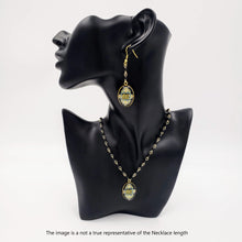 Load image into Gallery viewer, ATENA- Gold plated Teardrop Persian Black Obsidian Gemstone Dangle Earrings Necklace set
