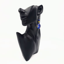 Load image into Gallery viewer, AKRAM - Stainless Steel Persian Lapis Lazuli yellow Chalcedony Gemstone Dangle Earrings
