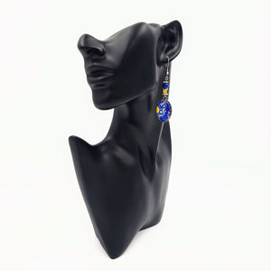 AKRAM - Stainless Steel Persian Lapis Lazuli yellow Chalcedony Gemstone Dangle Earrings