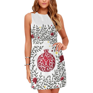 Pomegranate- White Sleeveless Midi Dress