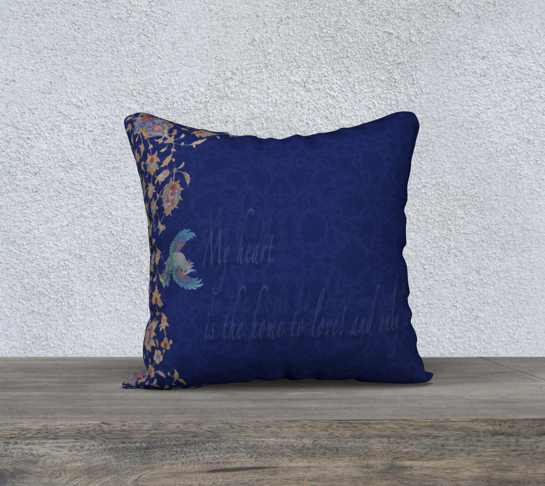 SIMIN- Blue Persian Poetry Cushion Cover