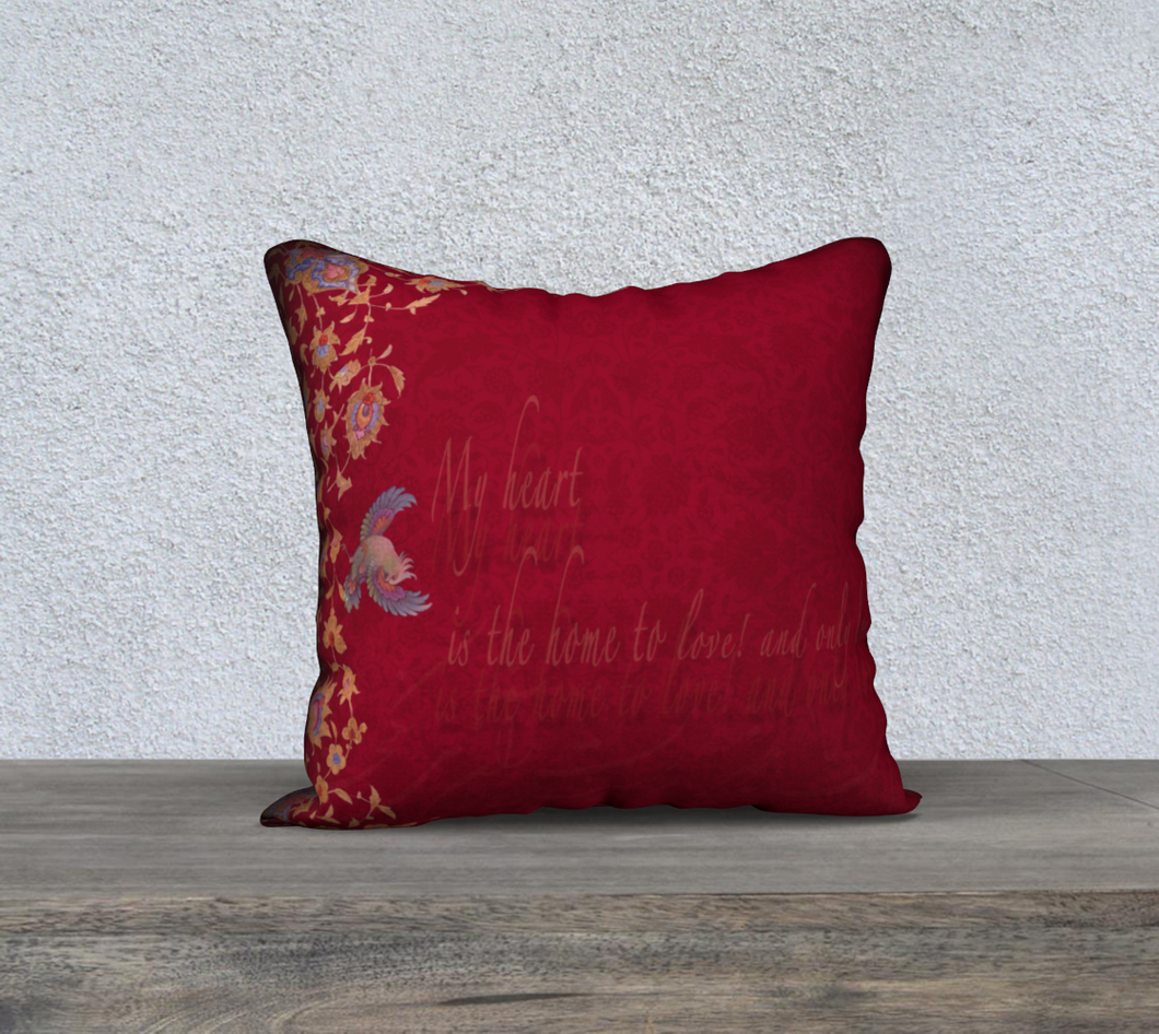 SIMIN- Red Persian Poetry Cushion Cover